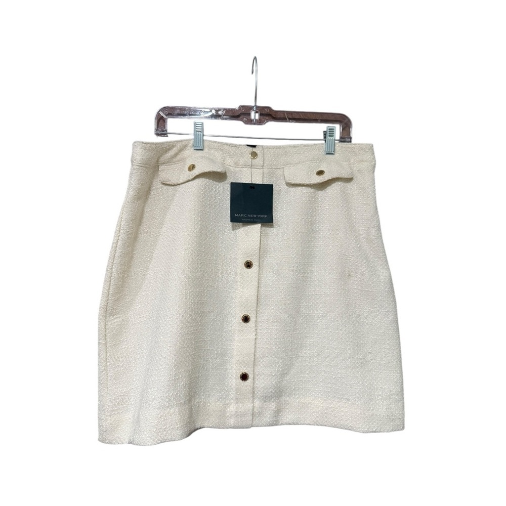 🔻Marc New York Andrew Marc Ivory Bouclé Button-Front Skirt NWT | Size 14 - Picture 2 of 8